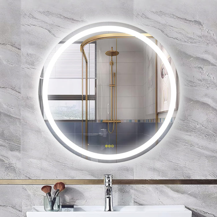 Oglinda LED Rotunda 70cm, 3 Lumini si Functie Dezaburire J105