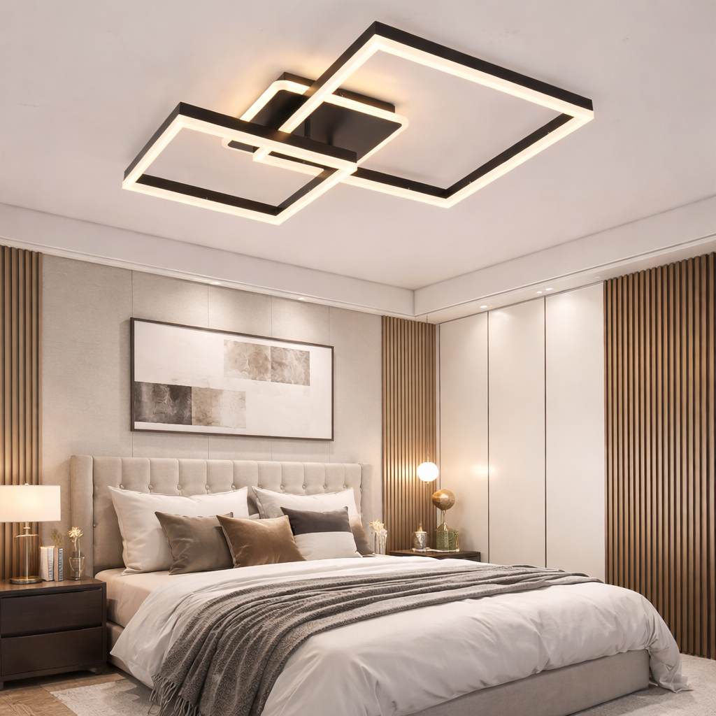 【b2l63】2色カラーLEDライトスクリーン OFF黒 60cm x 36cm Lustra LED TWO SQUARE Black Echivalent 600W Telecomanda