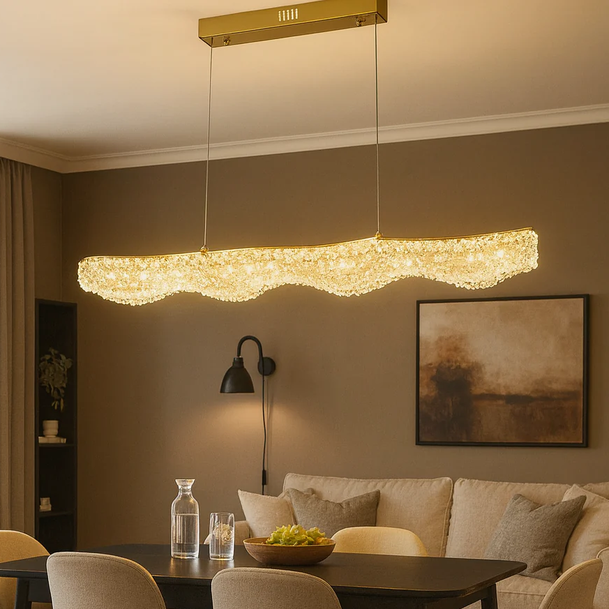 Leora スリング Plumetis Ombre et lumière Lustra LED Suspendata Sponge Line Gold Cristal Echivalent 400W
