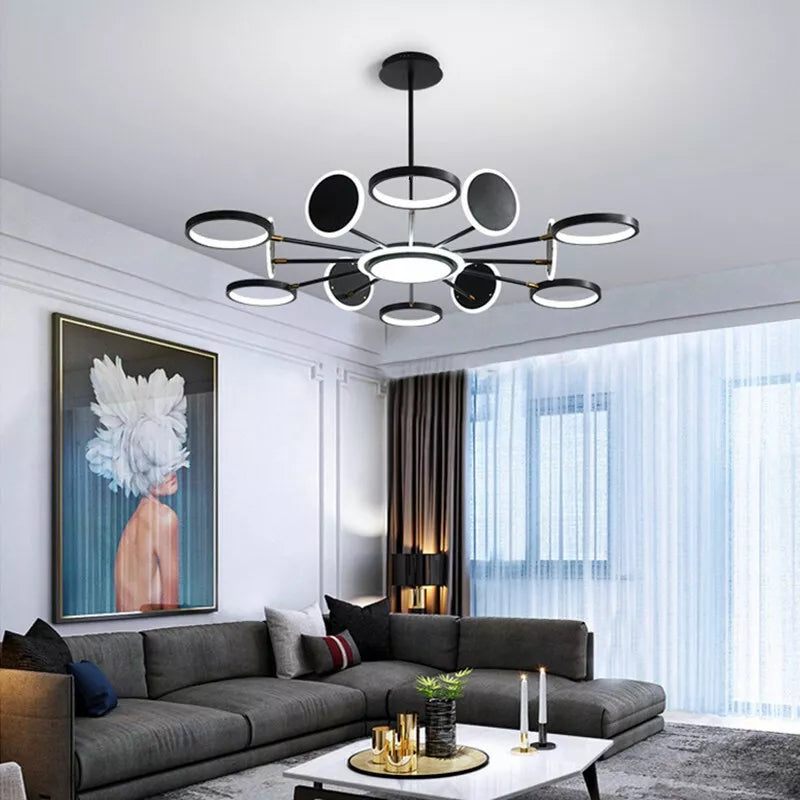 Lustra LED Gambit Black 6+6+1 Brate reglabile Echivalent 800W Telecoma
