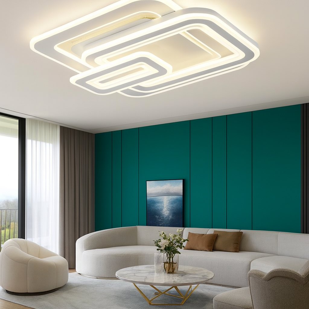 Lustra LED TORKA Square 3 Functii Echivalent 670W Telecomanda ALBA / SQUARE DESIGN / 53CM Lighting Fixtures