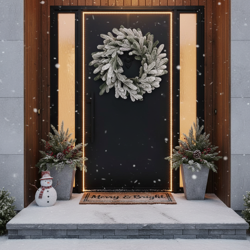 Coronita Artificiala De Craciun pentru Usa Snowcrest