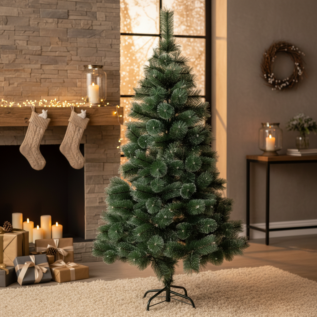 Brad Artificial de Craciun 120cm Pin Varfuri Ninse, Ace 3D, Suport Metalic A1