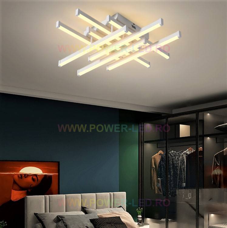 Lustra Led 160W 8 Lines Design Alba Telecomanda Lighting Fixtures