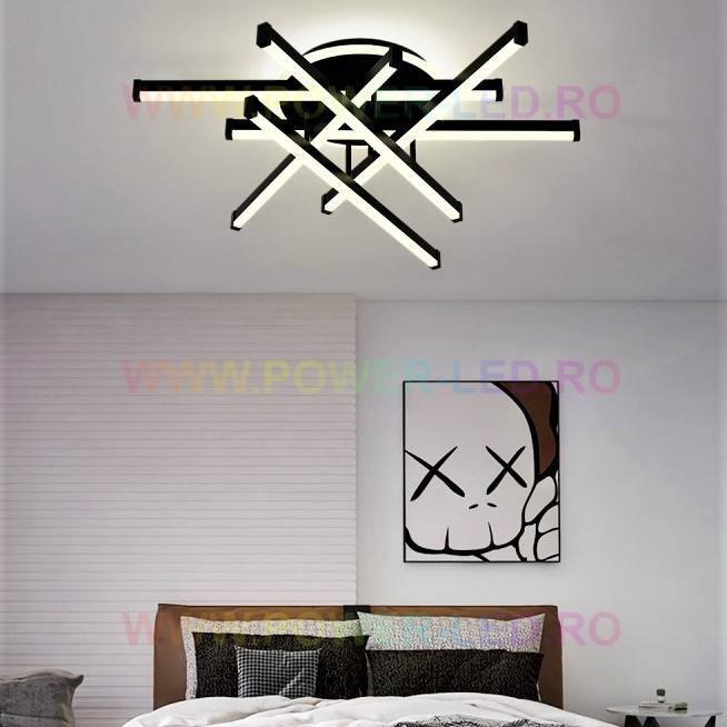 Lustra Led 150W 6 Lines Design Round Black Telecomanda Lighting Fixtures