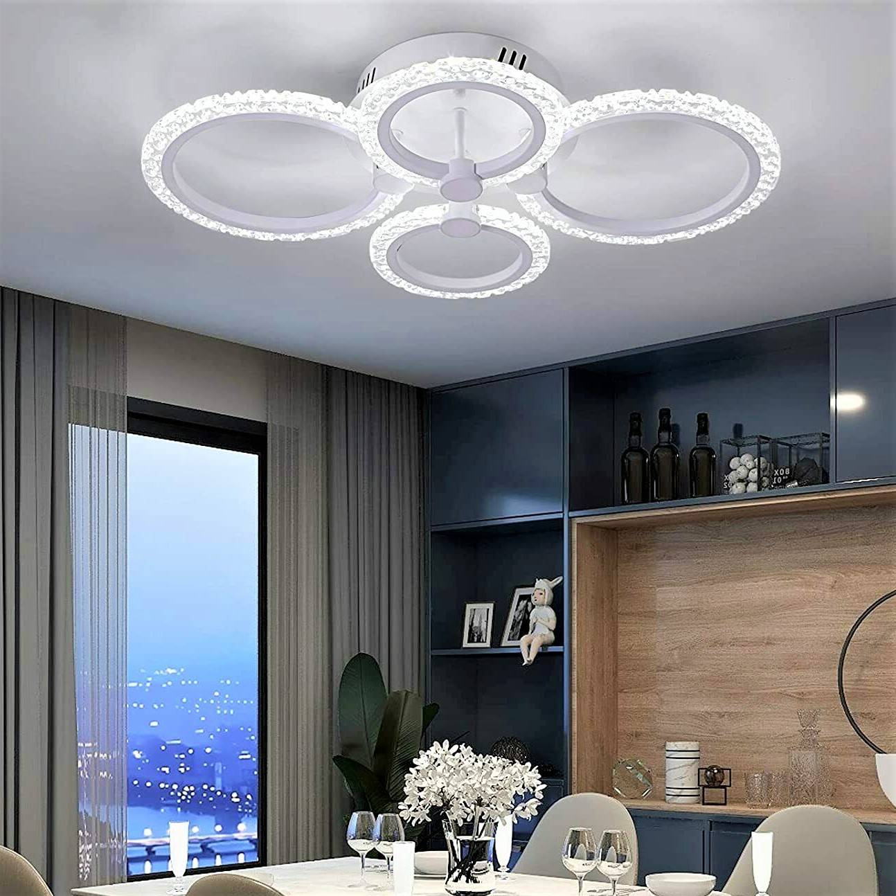 Lustra Led 88W 2 + 2 Circle Design Bubble Telecomanda Lighting