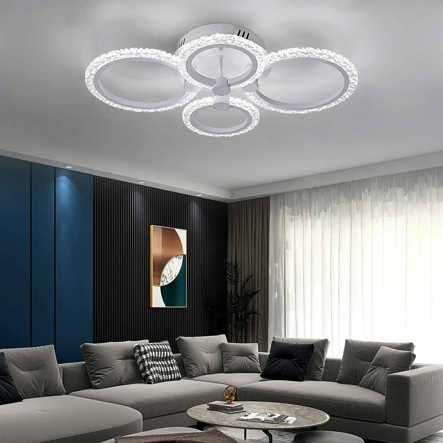 Lustra Led 88W 2 + 2 Circle Design Bubble Telecomanda Lighting