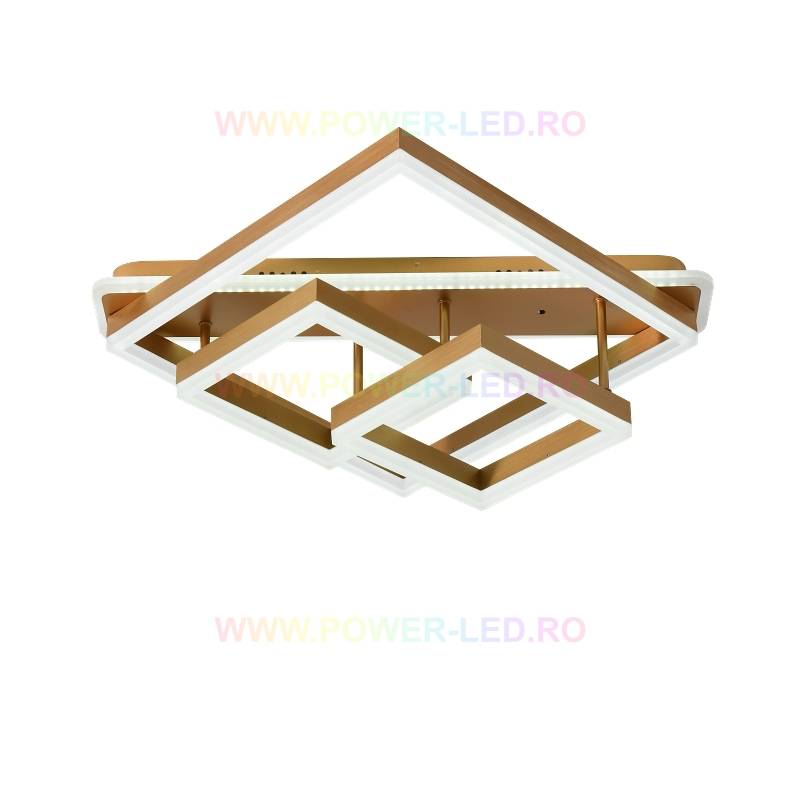 Lustra Led 182W Allis Squares Gold Telecomanda Lighting Fixtures