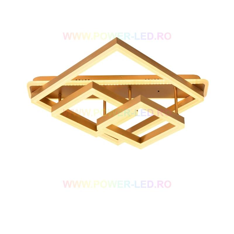 Lustra Led 182W Allis Squares Gold Telecomanda Lighting Fixtures