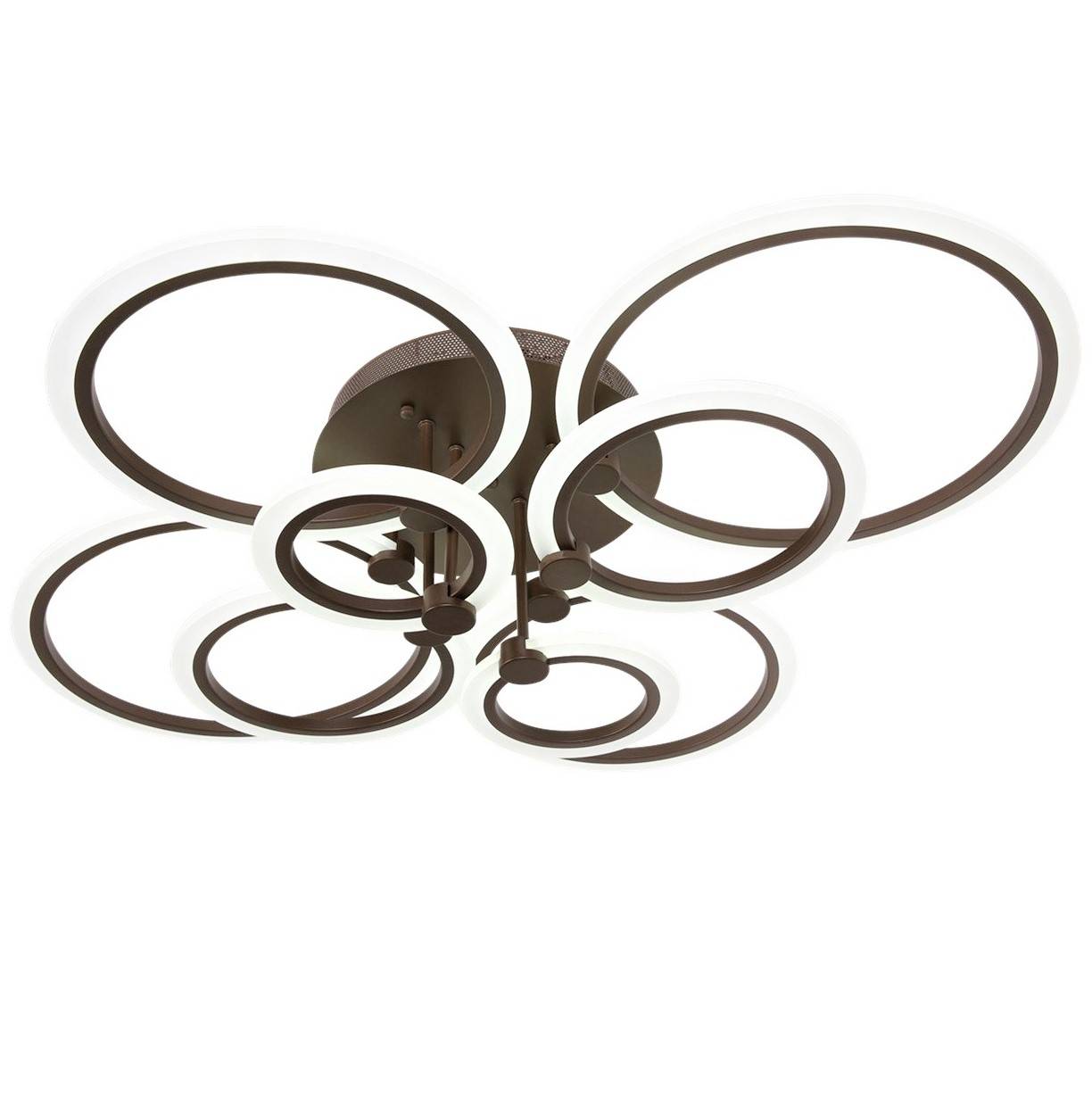 Lustra Led 228W 4 + 4 Circle Gigant Design Brown Telecomanda Lighting Fixtures