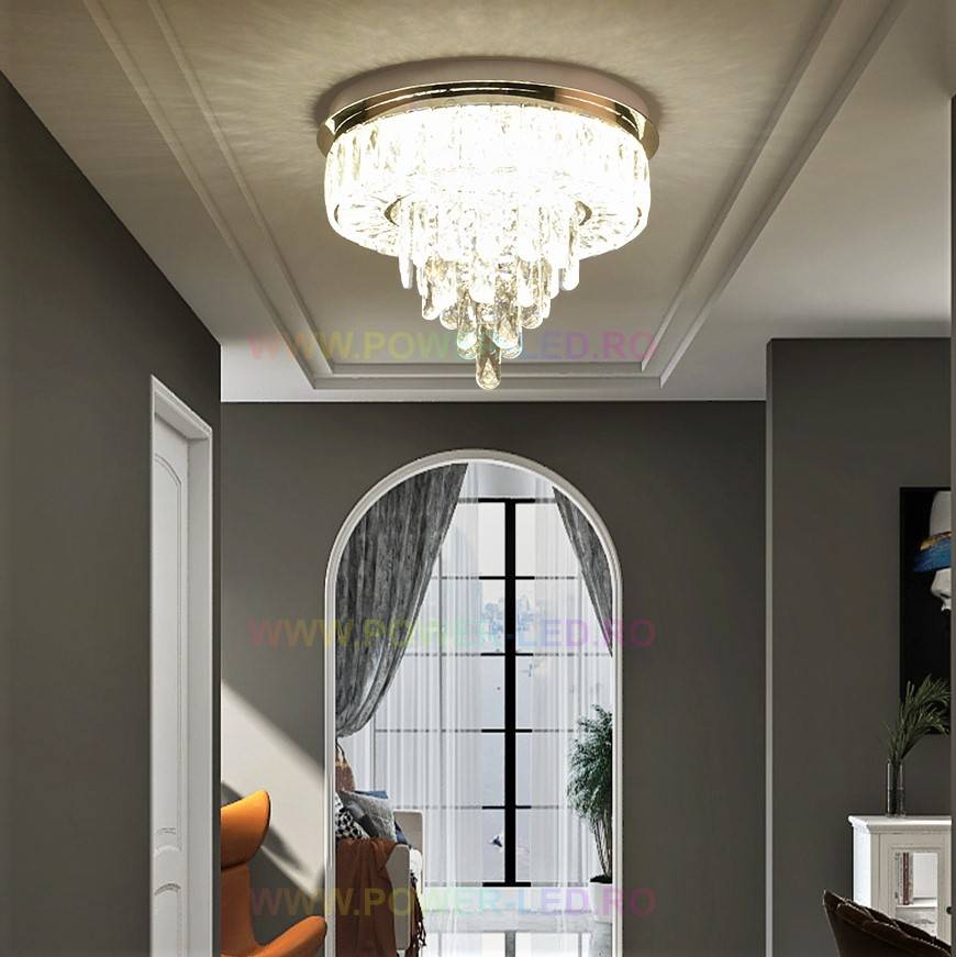 Lustra Led 64W Elegance Circle Cristal Echivalent 400W Telecomanda Chandeliers