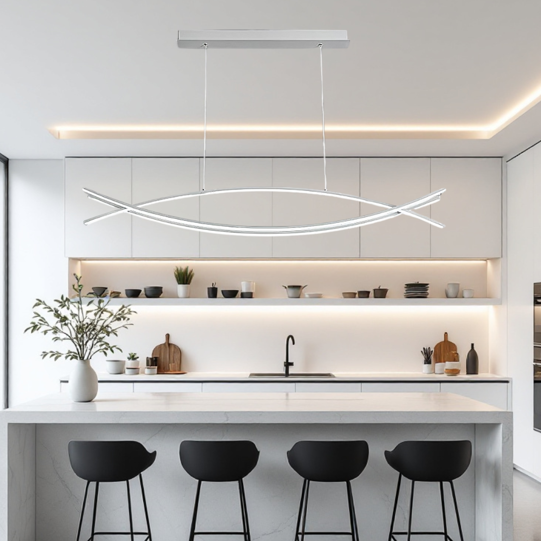 Lustra LED 80W OFFICE Suspendata WHITE cu Telecomanda WHITE / 120CM / SUSPENDATE Lighting Fixtures