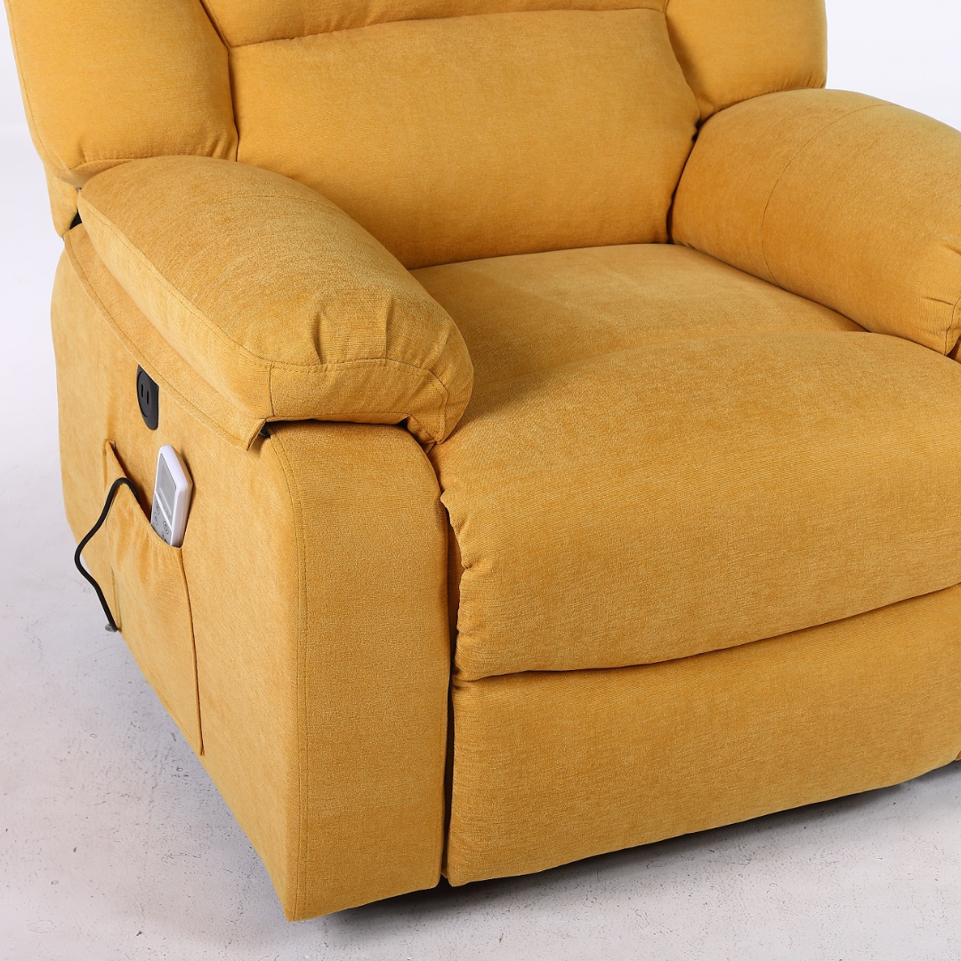 Fotoliu cu Masaj și Încălzire Recliner Electric Galben FOTOLIU CU MASAJ/RECLINER/INCALZIRE / GALBEN Chairs