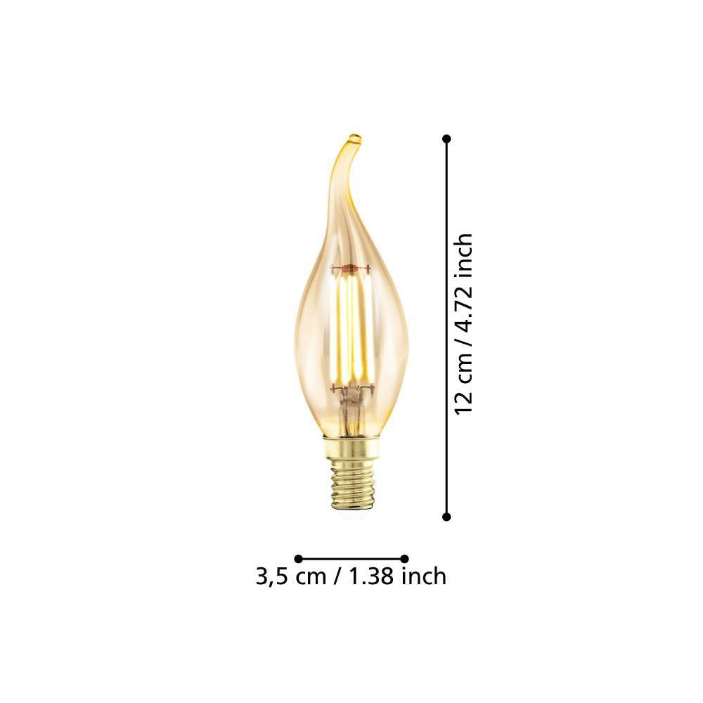 Bec Led E14 4W 1700K Filament Flacara Fumuriu Dimabil Bulb