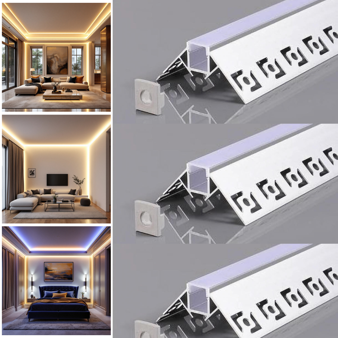 Profil LED 2 METRI Incastrat Sub Tencuiala de Colt LED Strips