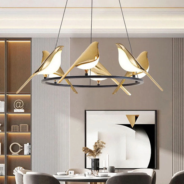 Lustra Led Luxury 6 Golden Swallow Lighting Fixtures