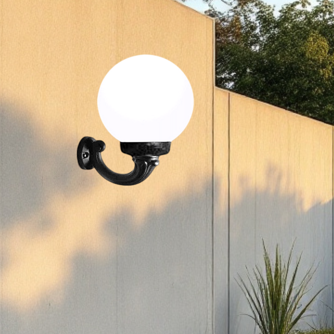 Felinar LED Glob Exterior 400mm cu brat NEAGRA Wall Light Fixtures