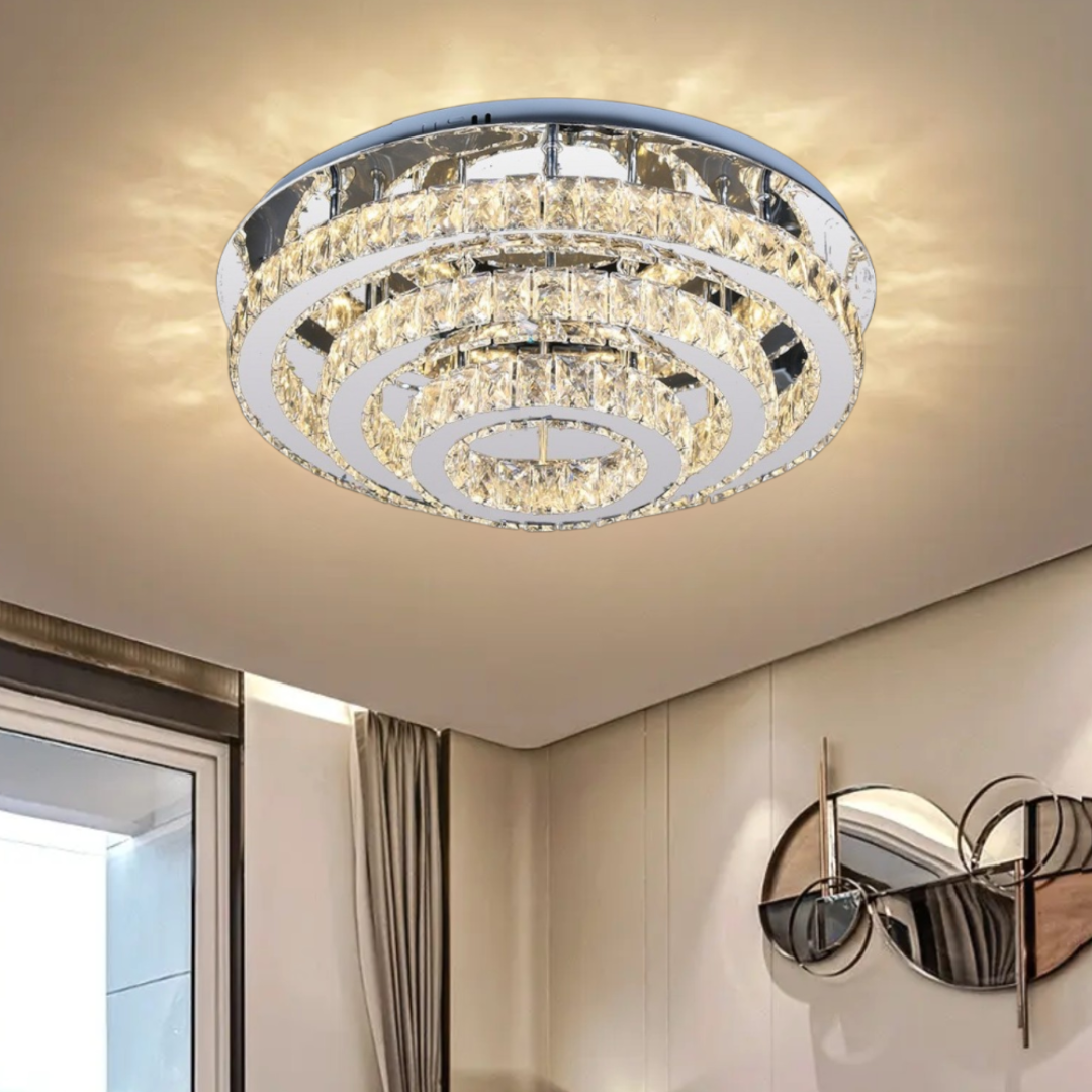 Lustra LED Exquisite Round Cristal Echivalent 400W Telecomanda CHROME / 40CM / CRISTAL Chandeliers