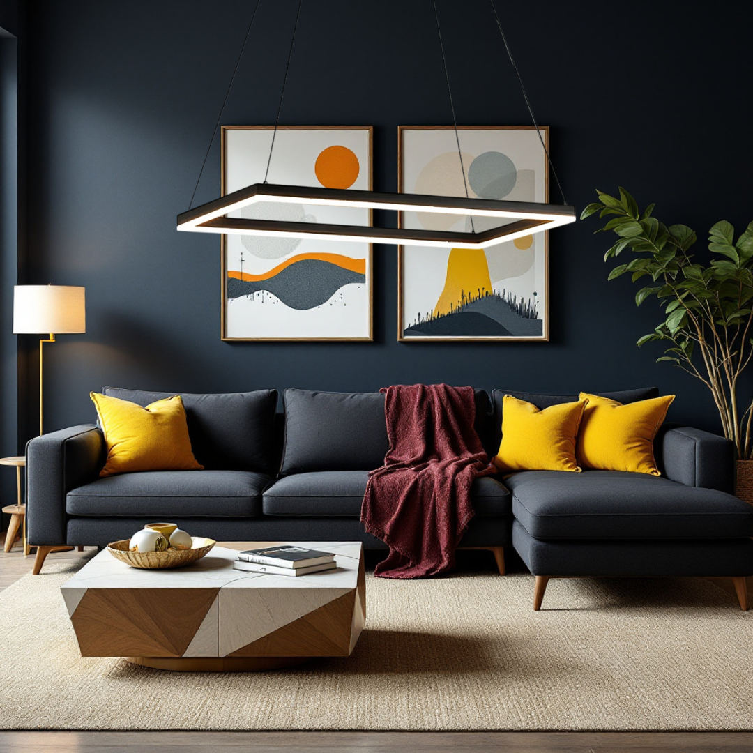 Lustra LED Suspendata Neagra GlowPanel NEAGRA / SUSPENDATE / 120CM Lighting Fixtures