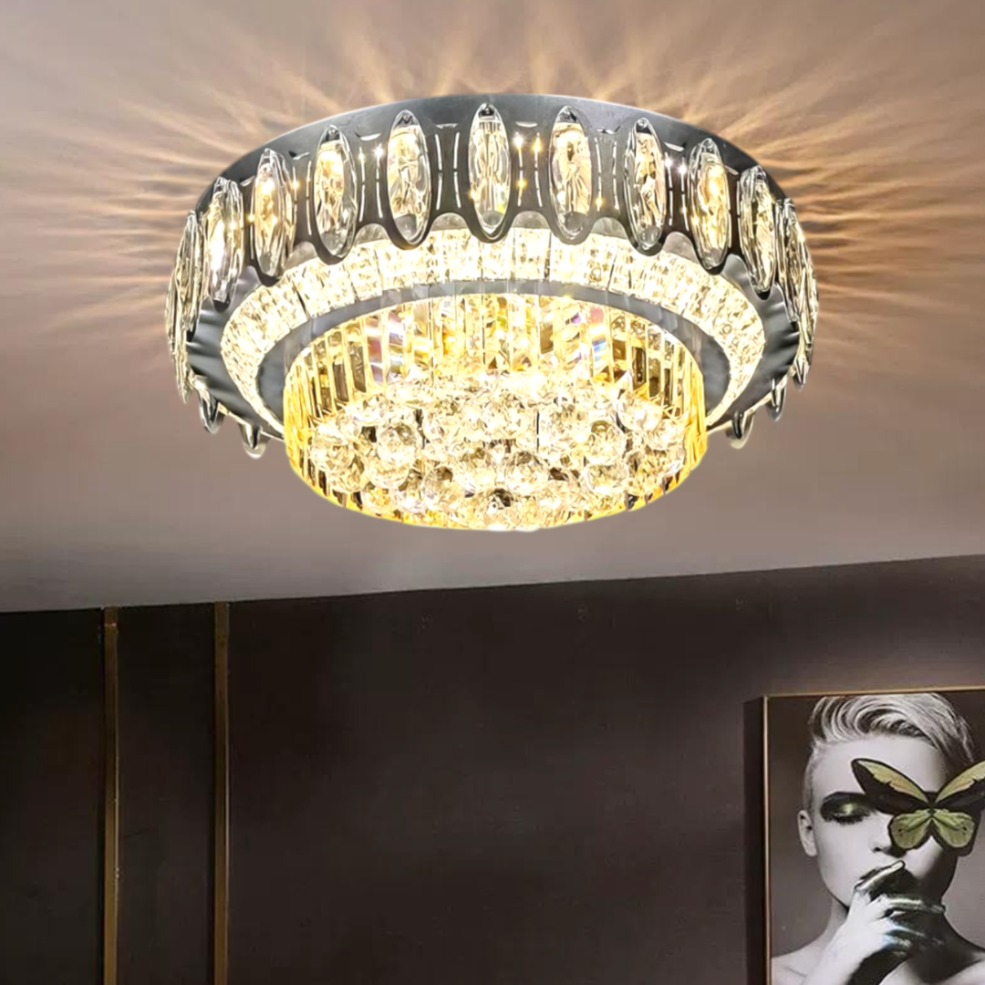Lustra LED Aplicata Majestic Crown Cristal Telecomanda Chandeliers