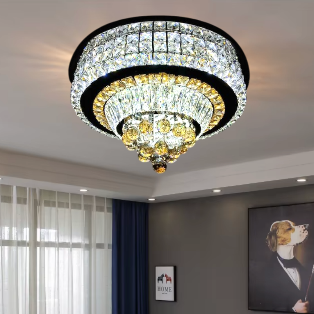 Lustra LED Aplicata Noble Glow Cristal Telecomanda CHROME / 60CM / CRISTAL Chandeliers