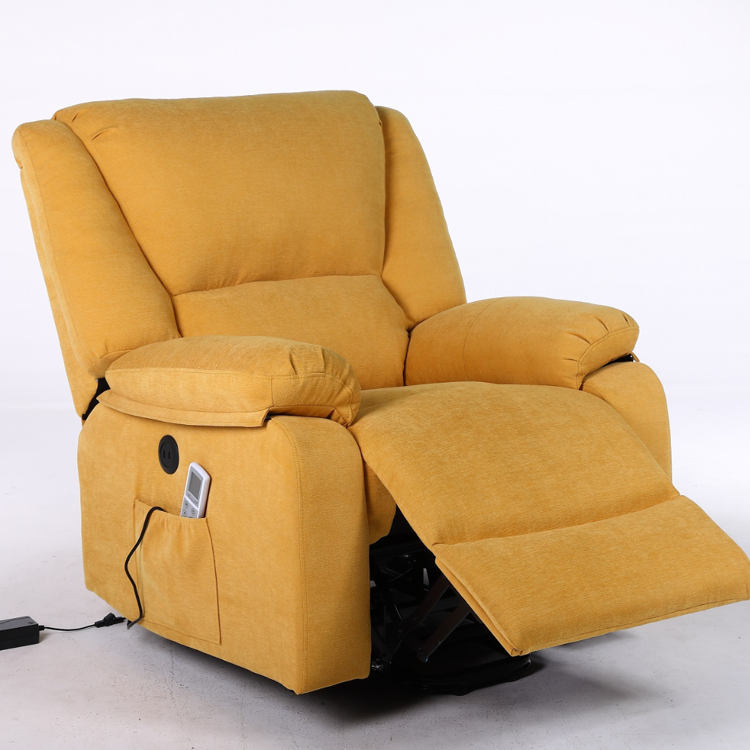 Fotoliu cu Masaj și Încălzire Recliner Electric Galben FOTOLIU CU MASAJ/RECLINER/INCALZIRE / GALBEN Chairs