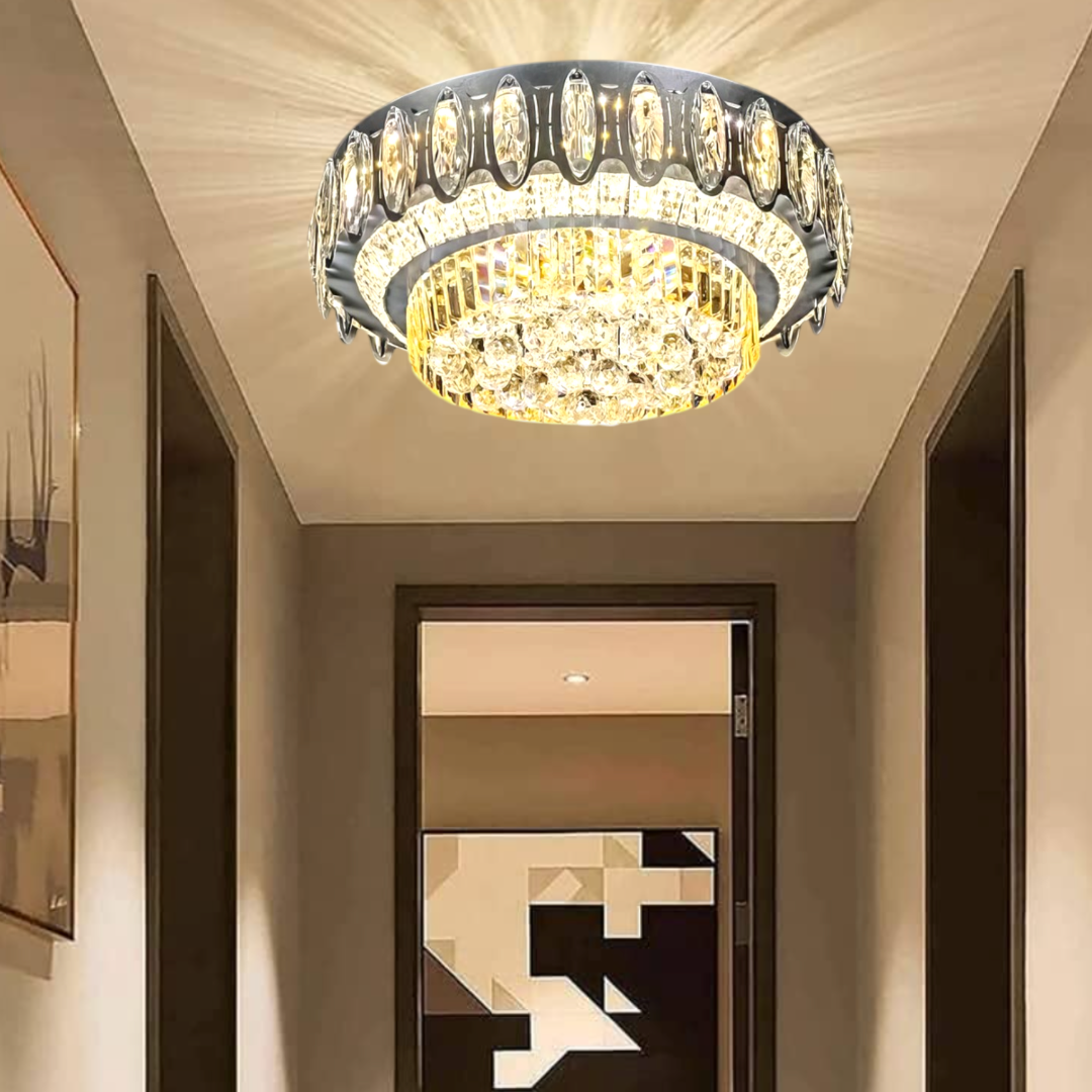 Lustra LED Aplicata Majestic Crown Cristal Telecomanda Chandeliers