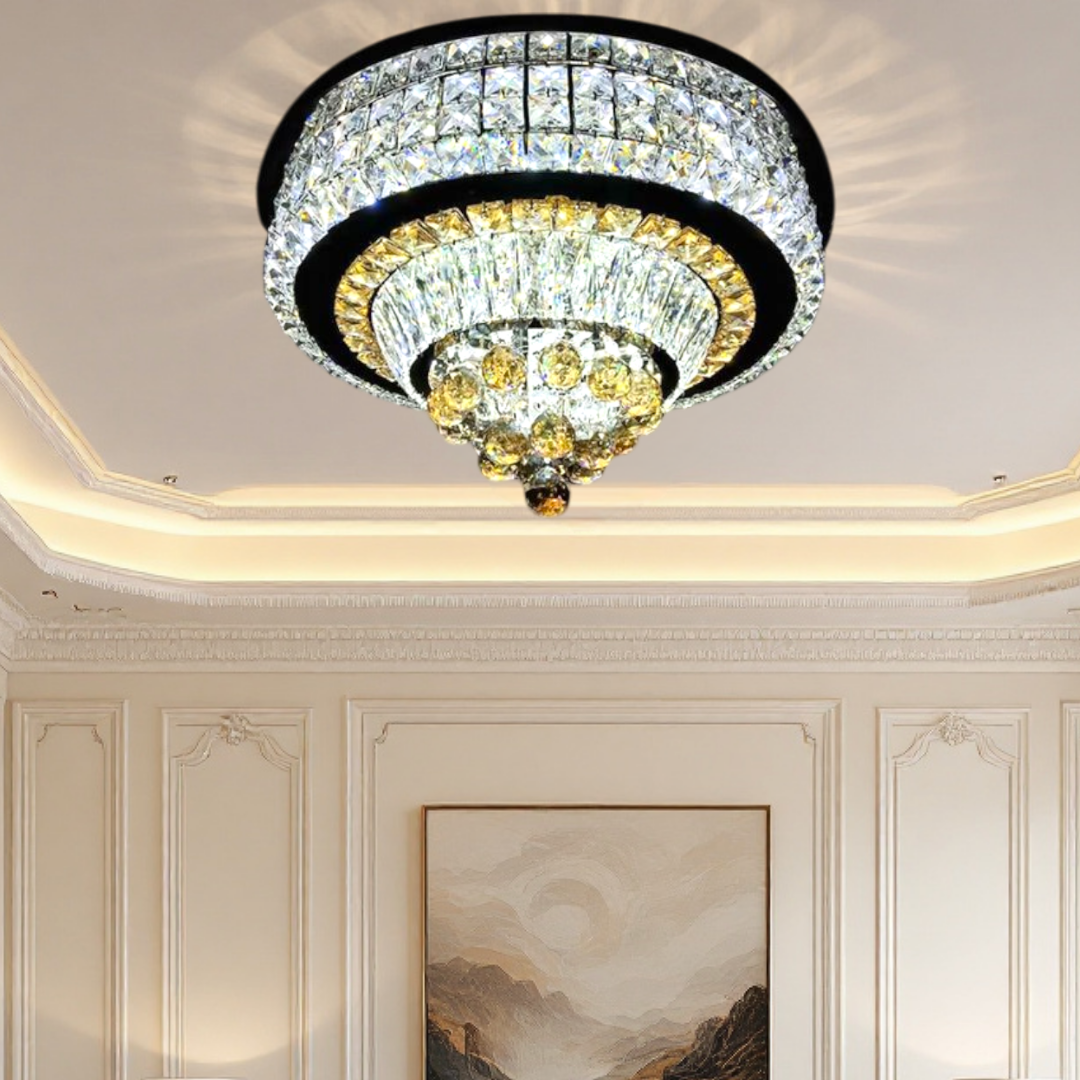 Lustra LED Aplicata Noble Glow Cristal Telecomanda CHROME / 60CM / CRISTAL Chandeliers