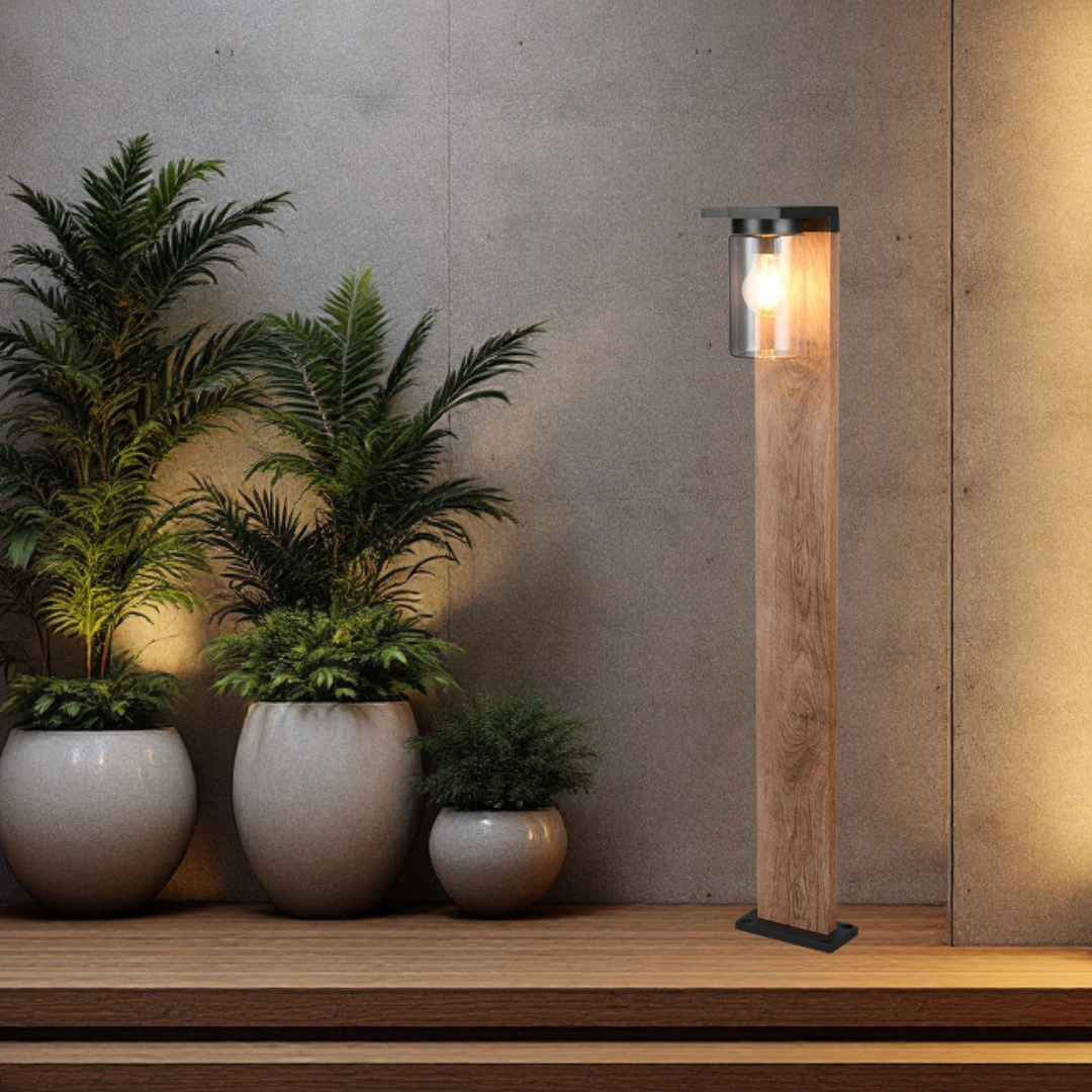 Stalp Ornamental cu Senzor Finisaj Lemn 100CM GARDEN POLE