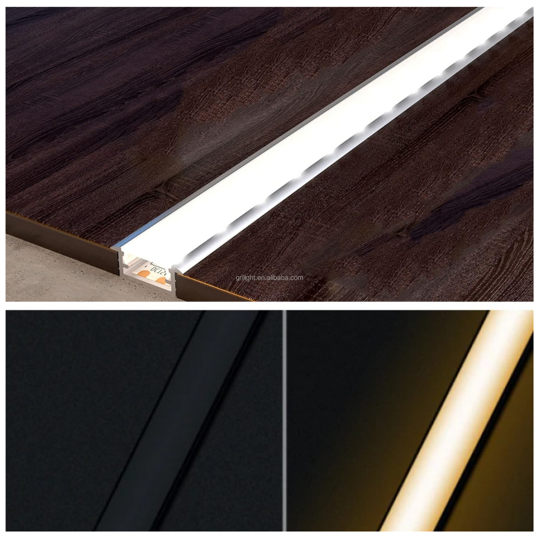 Profil LED Incastrat Negru 2 METRI cu Dispersor Negru LED Strips