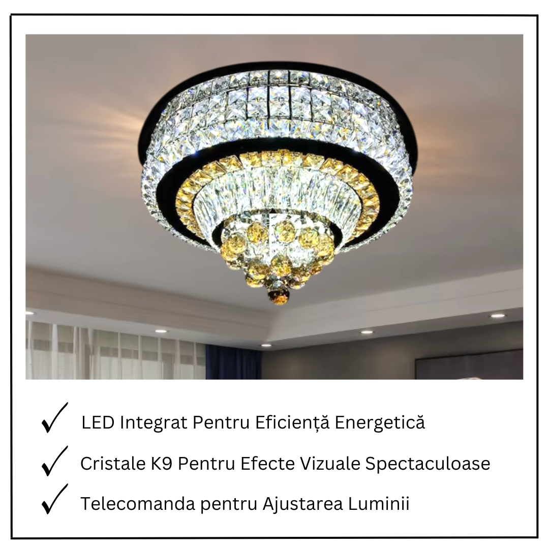 Lustra LED Aplicata Noble Glow Cristal Telecomanda CHROME / 60CM / CRISTAL Chandeliers