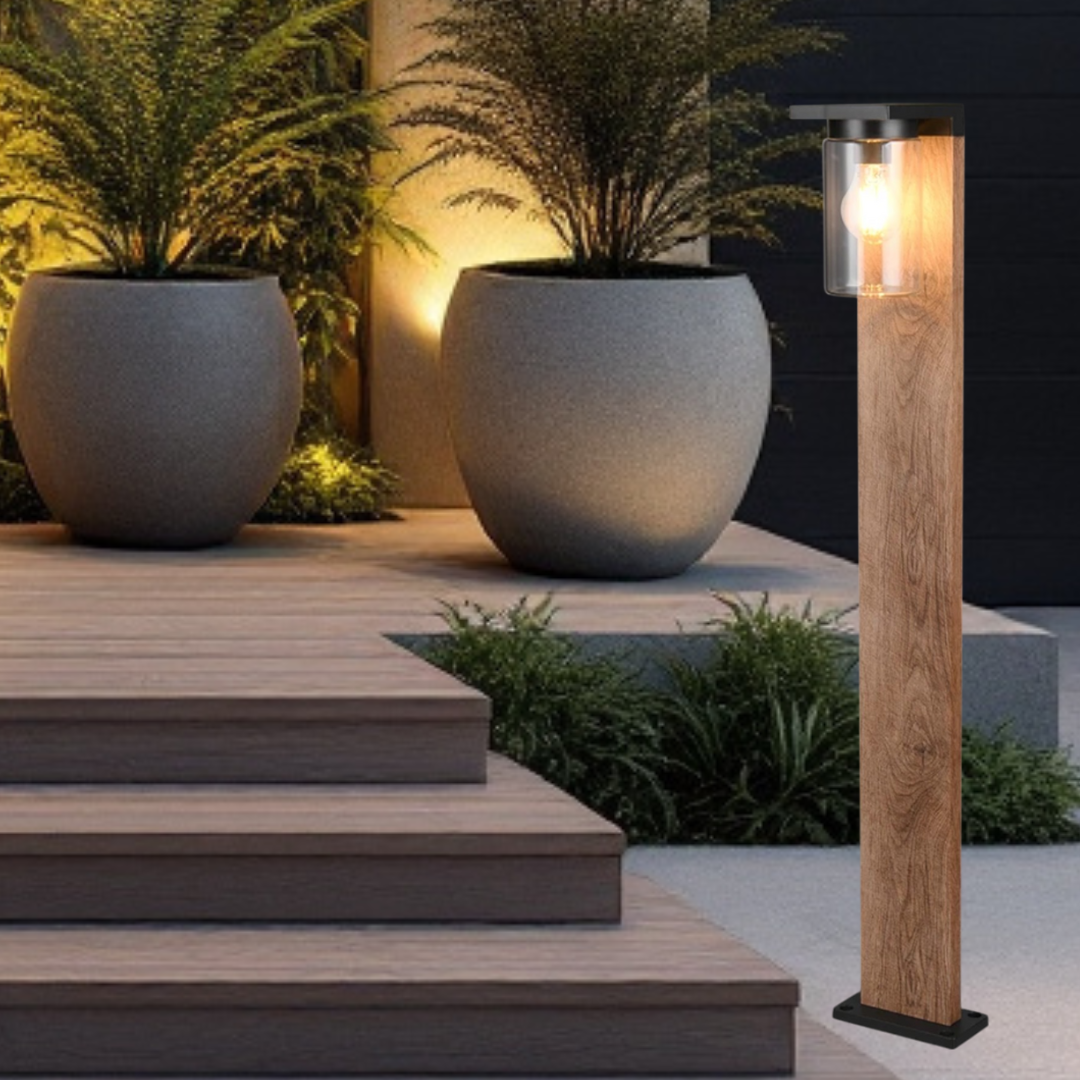 Stalp Ornamental cu Senzor Finisaj Lemn 100CM GARDEN POLE