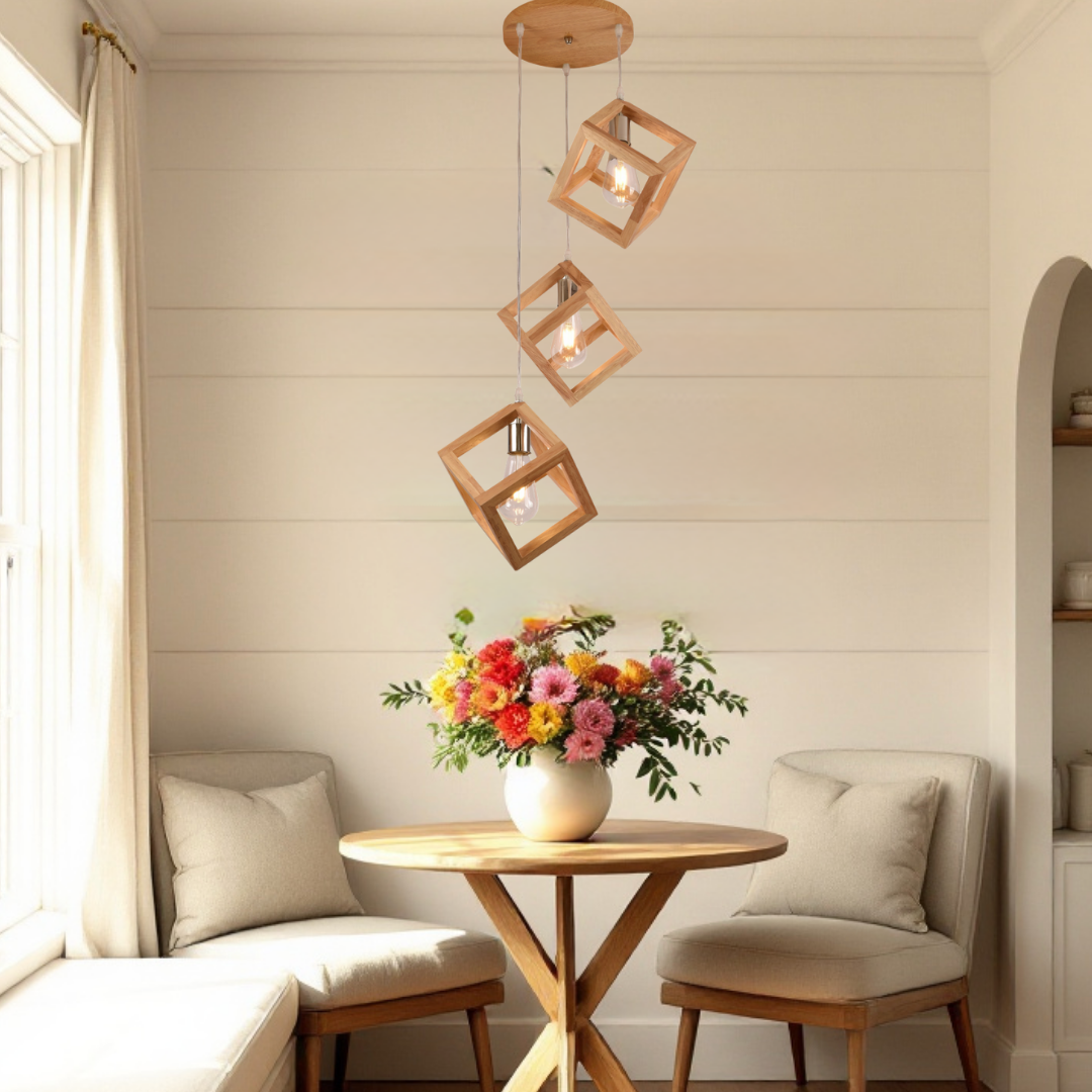 Lustra 3xE27 Lemn LumaCube - HY-C5107/3LEMN LEMN Lighting Fixtures