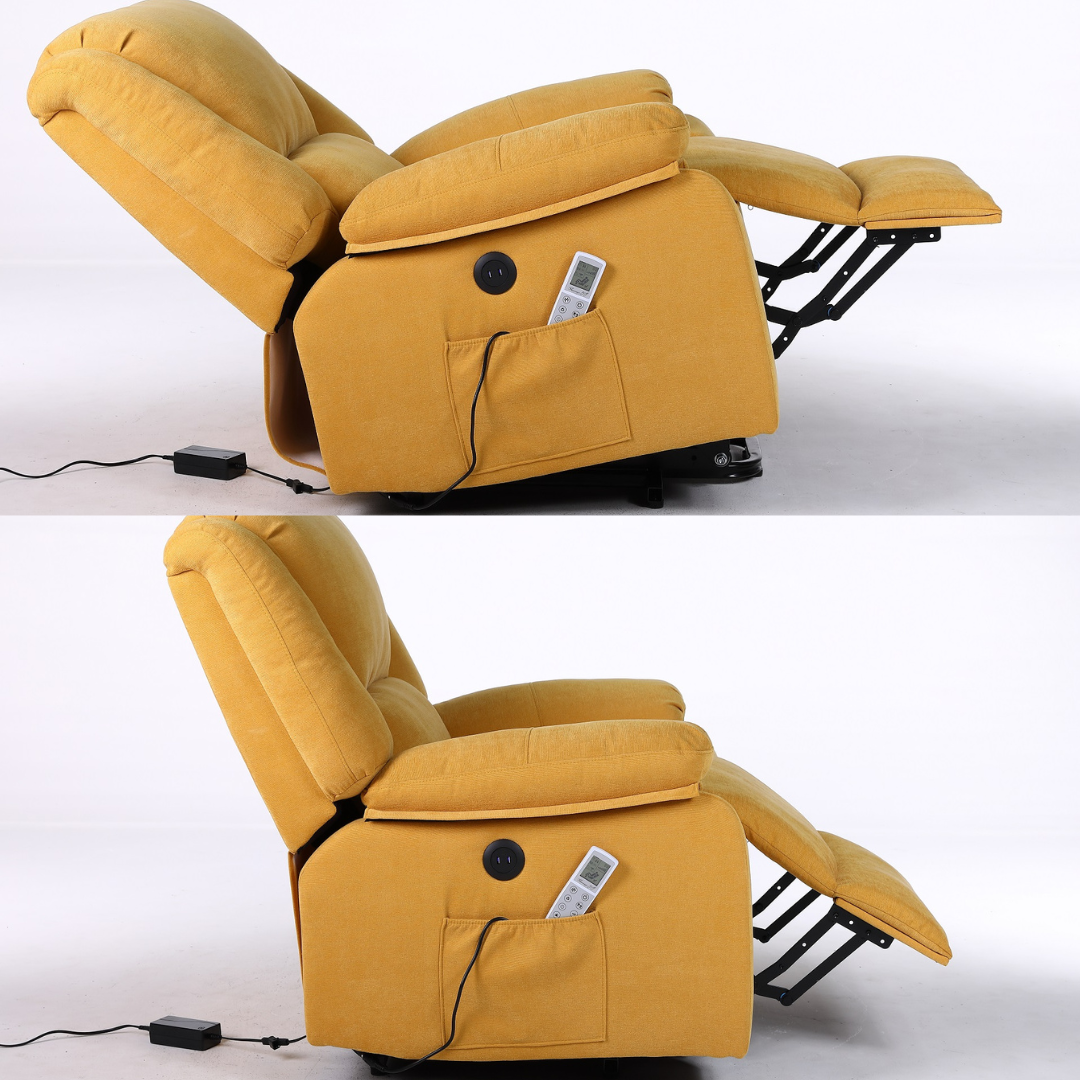 Fotoliu cu Masaj și Încălzire Recliner Electric Galben FOTOLIU CU MASAJ/RECLINER/INCALZIRE / GALBEN Chairs