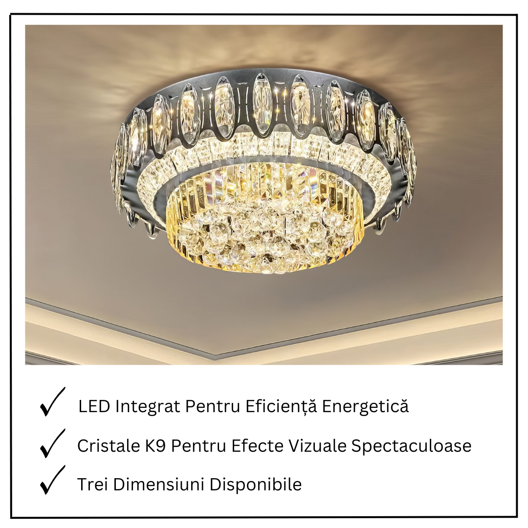 Lustra LED Aplicata Majestic Crown Cristal Telecomanda Chandeliers