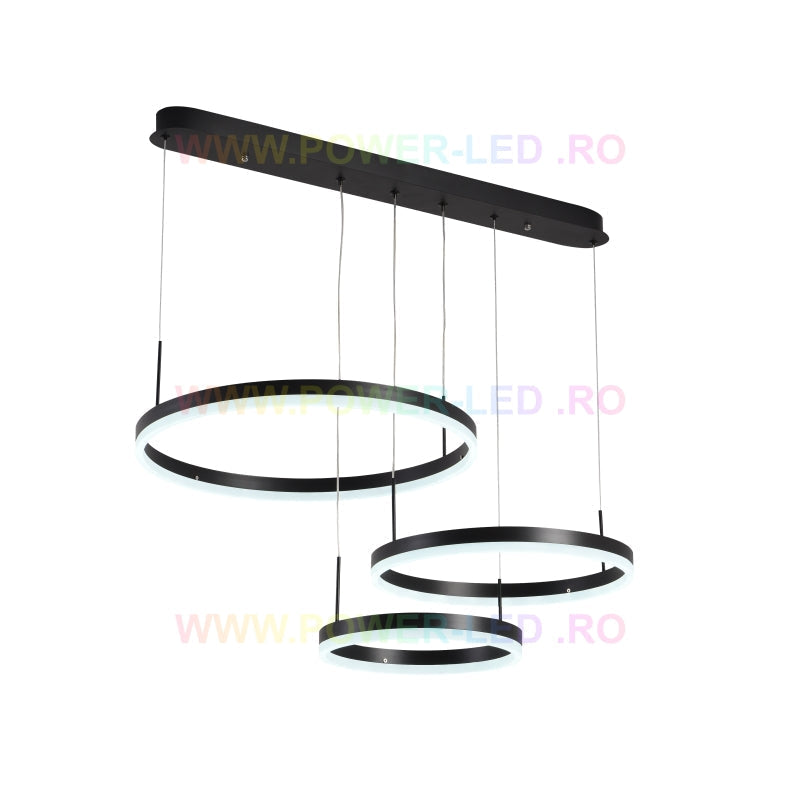 Lustra Led 150W Cassandra Circle Black 3 Segmente Echivalent 600W Lighting Fixtures