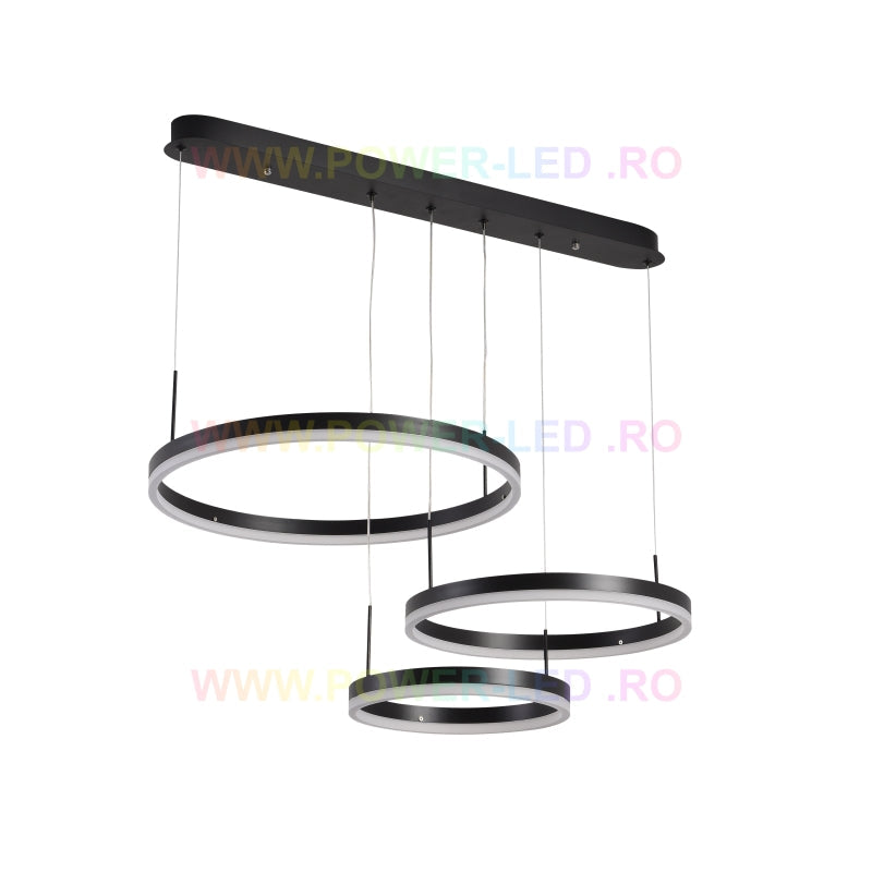 Lustra Led 150W Cassandra Circle Black 3 Segmente Echivalent 600W Lighting Fixtures