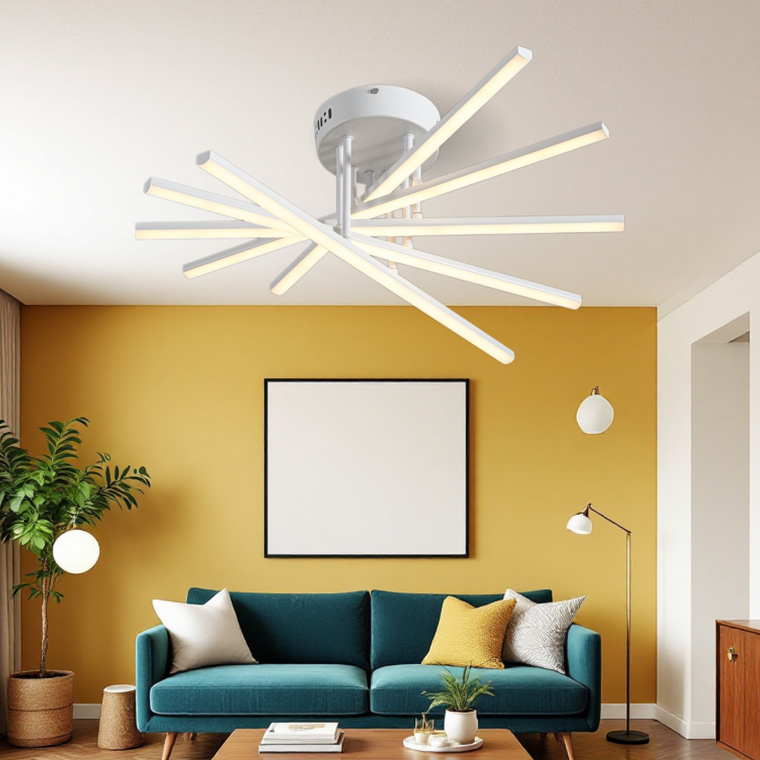 Lustra LED 5 Modern LINES White Echivalent cu Telecomanda 7020-5C ALBA / 58CM / MINIMALIST DESIGN Lighting Fixtures