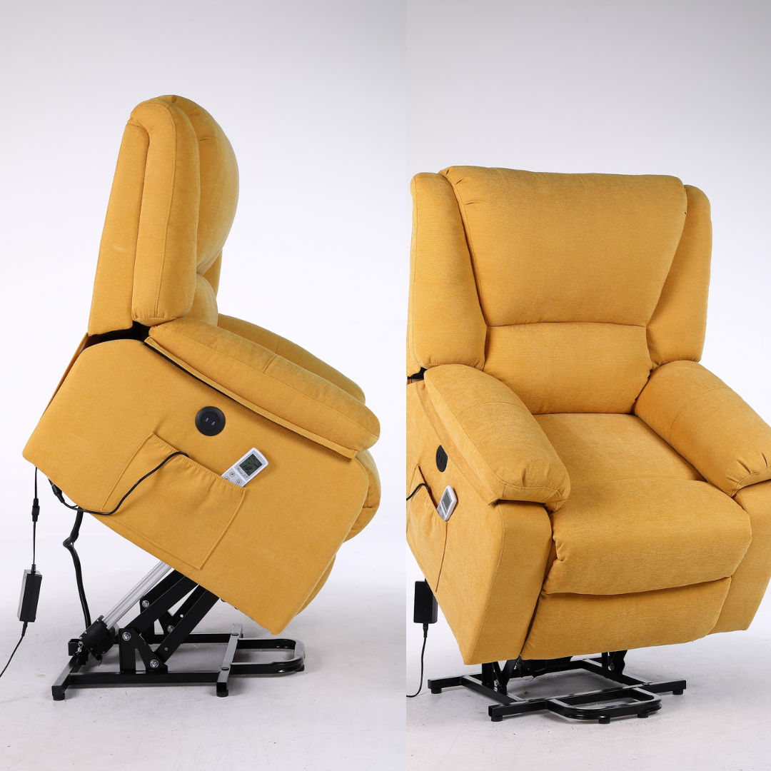 Fotoliu cu Masaj și Încălzire Recliner Electric Galben FOTOLIU CU MASAJ/RECLINER/INCALZIRE / GALBEN Chairs