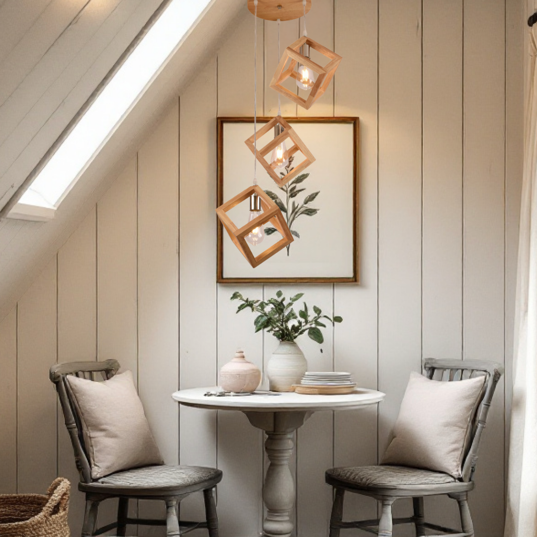 Lustra 3xE27 Lemn LumaCube - HY-C5107/3LEMN LEMN Lighting Fixtures