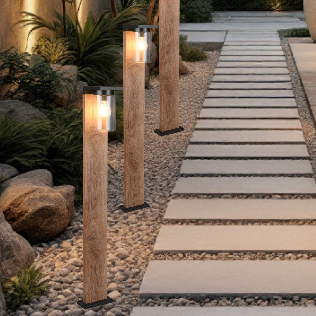 Stalp Ornamental cu Senzor Finisaj Lemn 100CM GARDEN POLE