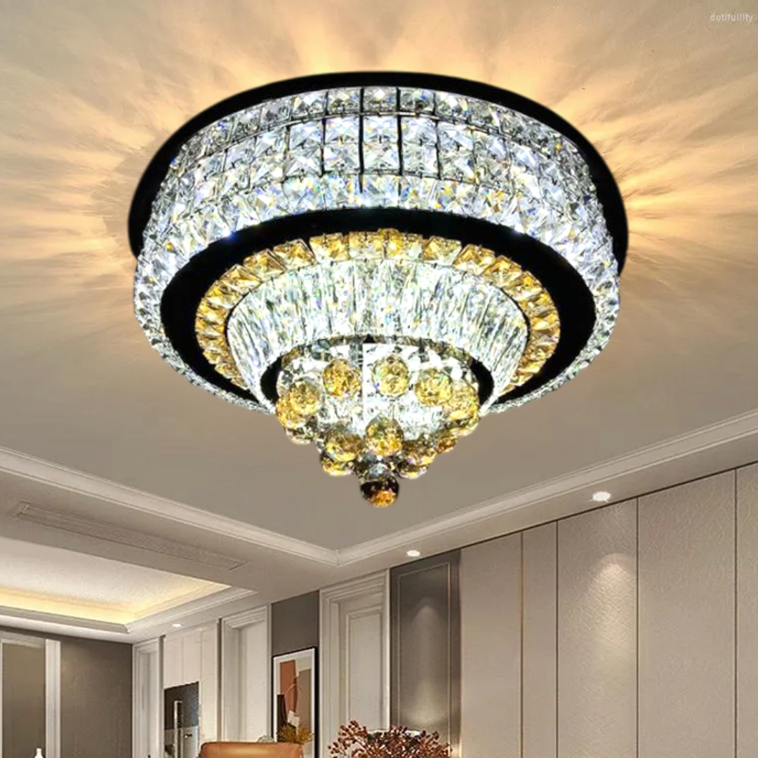 Lustra LED Aplicata Noble Glow Cristal Telecomanda CHROME / 60CM / CRISTAL Chandeliers