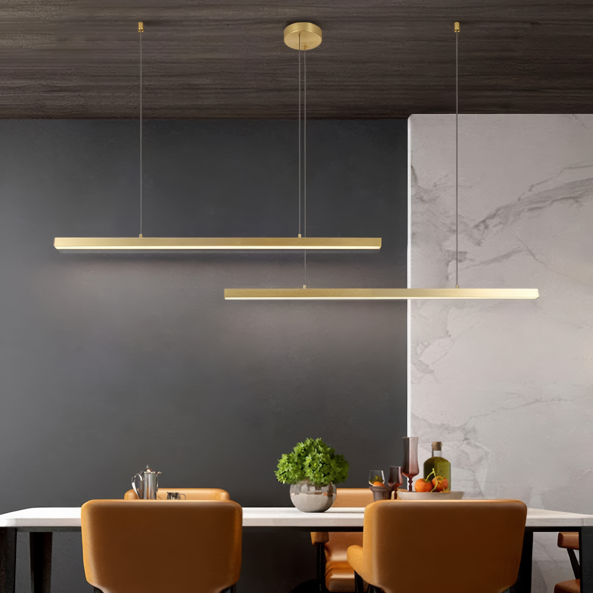 Lustra LED 72W OFFICE Suspendata Gold cu Telecomanda P1936-90 GD AURIE / SUSPENDATE Lighting Fixtures