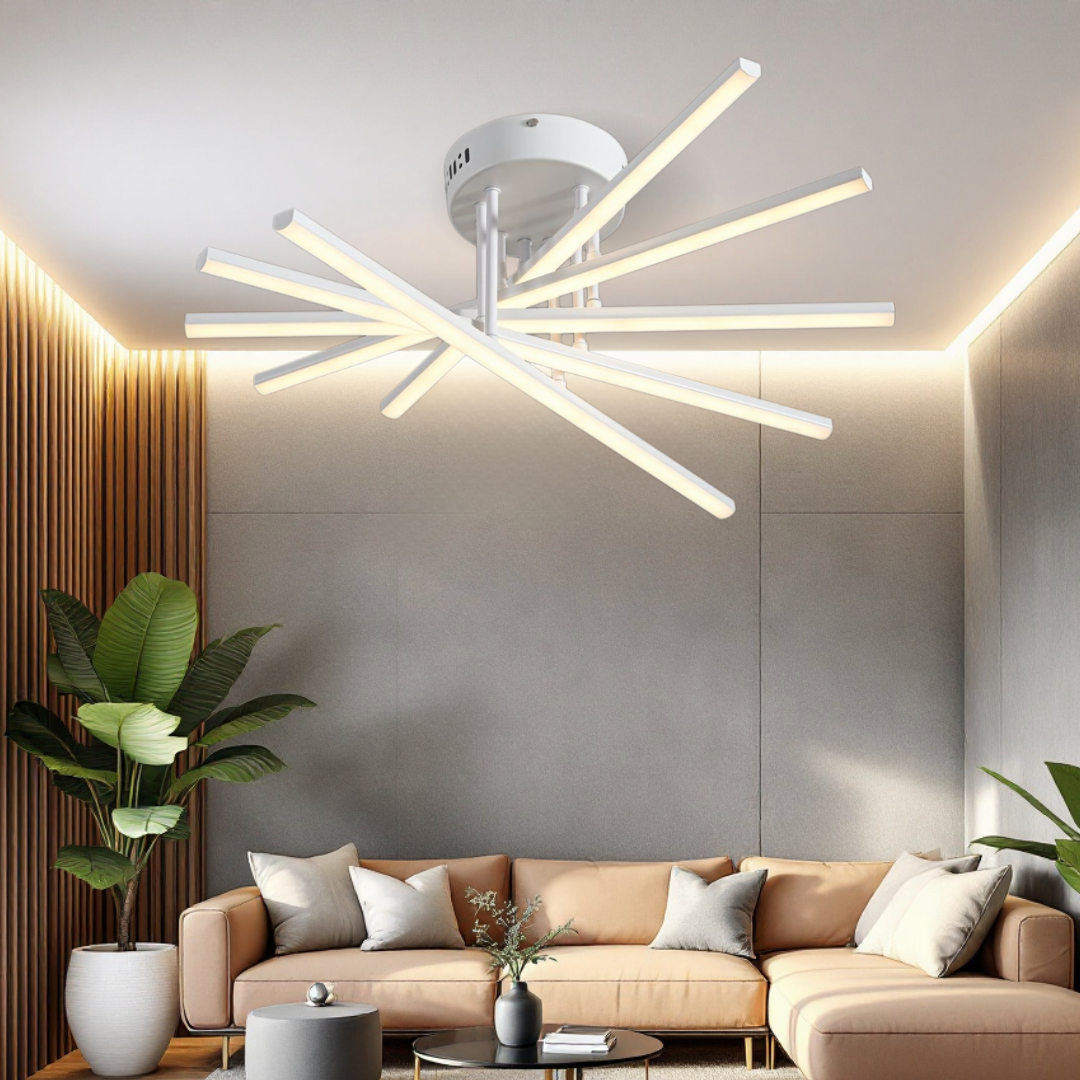 Lustra LED 5 Modern LINES White Echivalent cu Telecomanda 7020-5C ALBA / 58CM / MINIMALIST DESIGN Lighting Fixtures