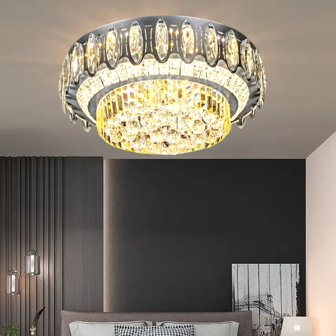 Lustra LED Aplicata Majestic Crown Cristal Telecomanda Chandeliers