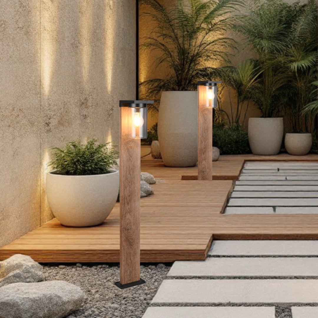 Stalp Ornamental cu Senzor Finisaj Lemn 100CM GARDEN POLE