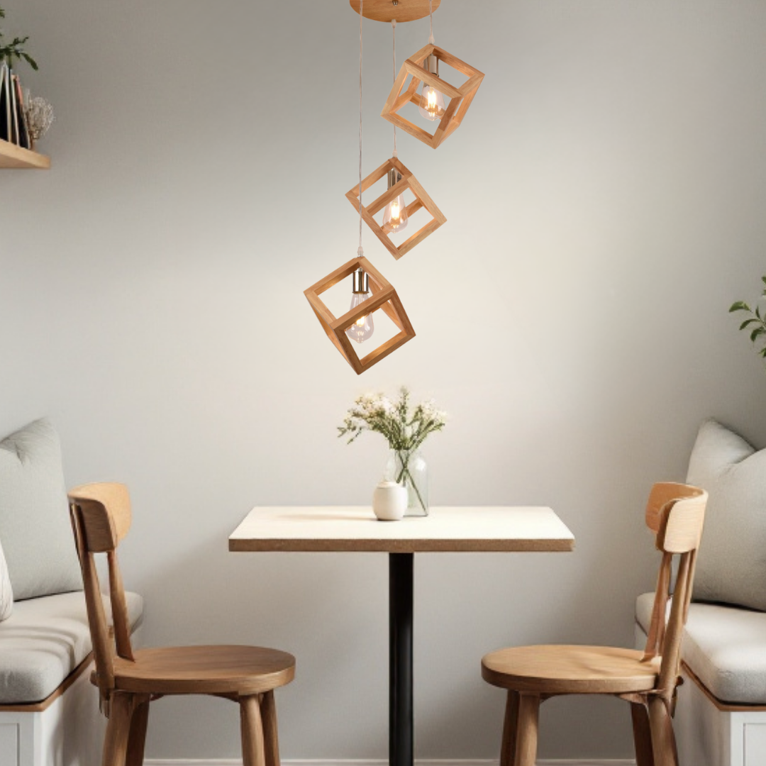 Lustra 3xE27 Lemn LumaCube - HY-C5107/3LEMN LEMN Lighting Fixtures