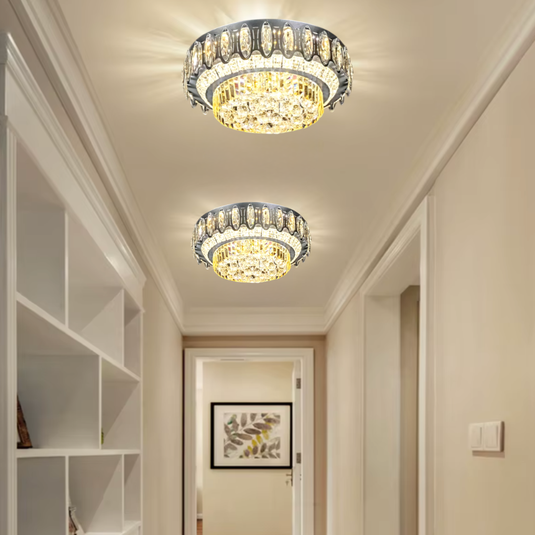 Lustra LED Aplicata Majestic Crown Cristal Telecomanda Chandeliers