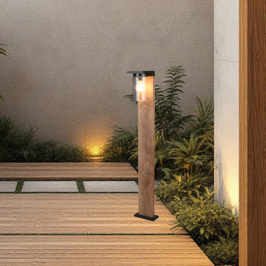 Stalp Ornamental cu Senzor Finisaj Lemn 100CM GARDEN POLE
