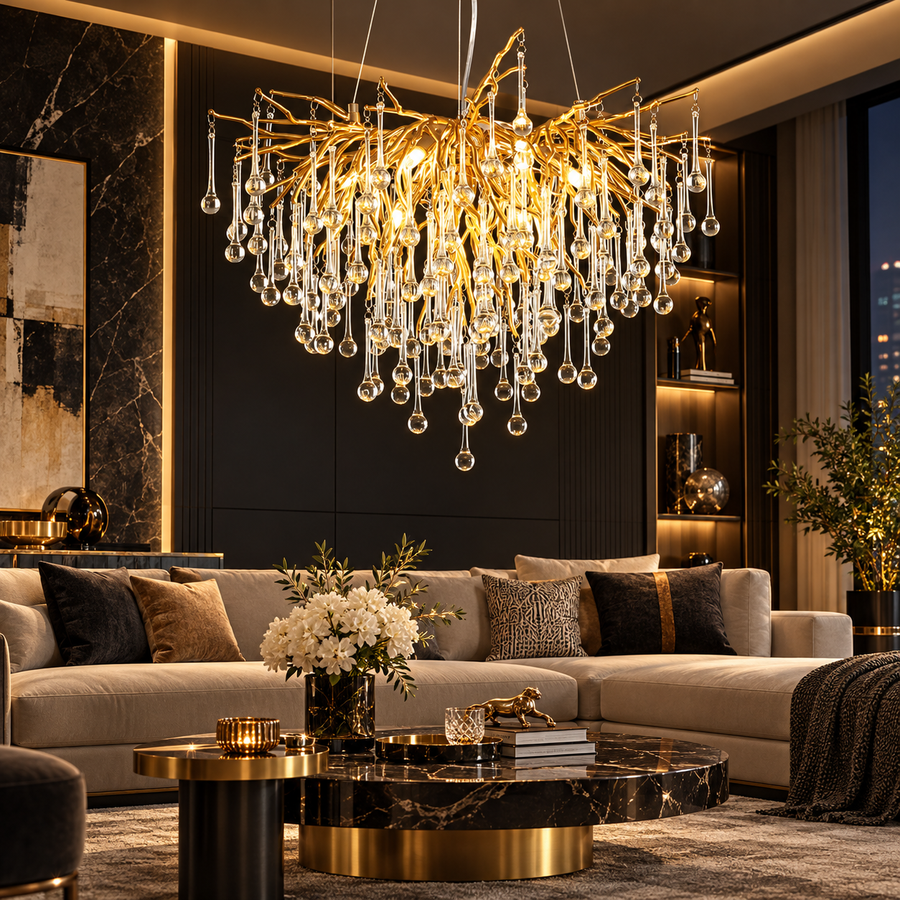 Candelabru Cristal LUXURY Golden Tears 40CM